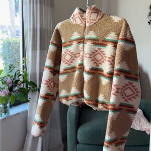 Love Tree Tan and Cream Patterned Turtleneck Sweater